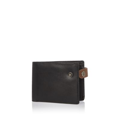 Black leather popper wallet